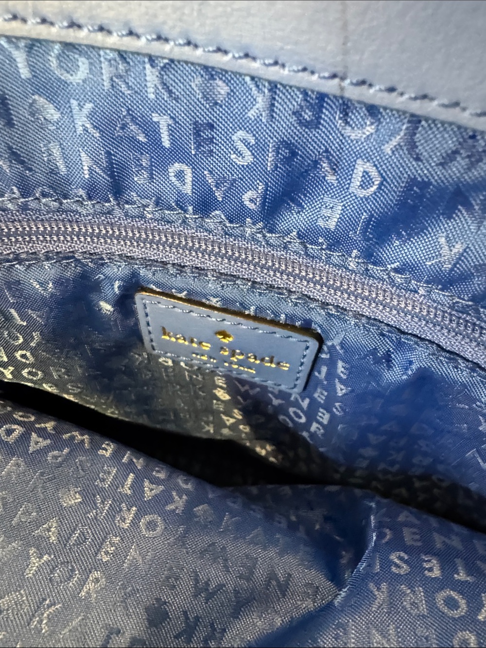 kate spade Blue and White Woven Plaid Tote - Picture 15 of 16